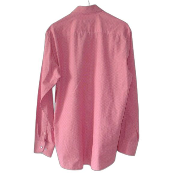 Andrew Fezza Men Cotton Shirt 17.5 - 34/35 Pink Long Sleeve Slim Fit Button Up - Picture 4 of 5